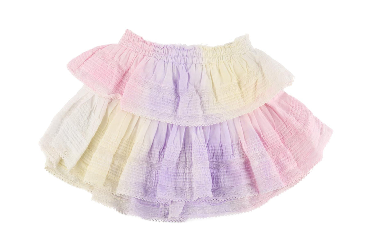 LOVESHACKFANCY MULTI COTTON MINI SKIRT XSMALL