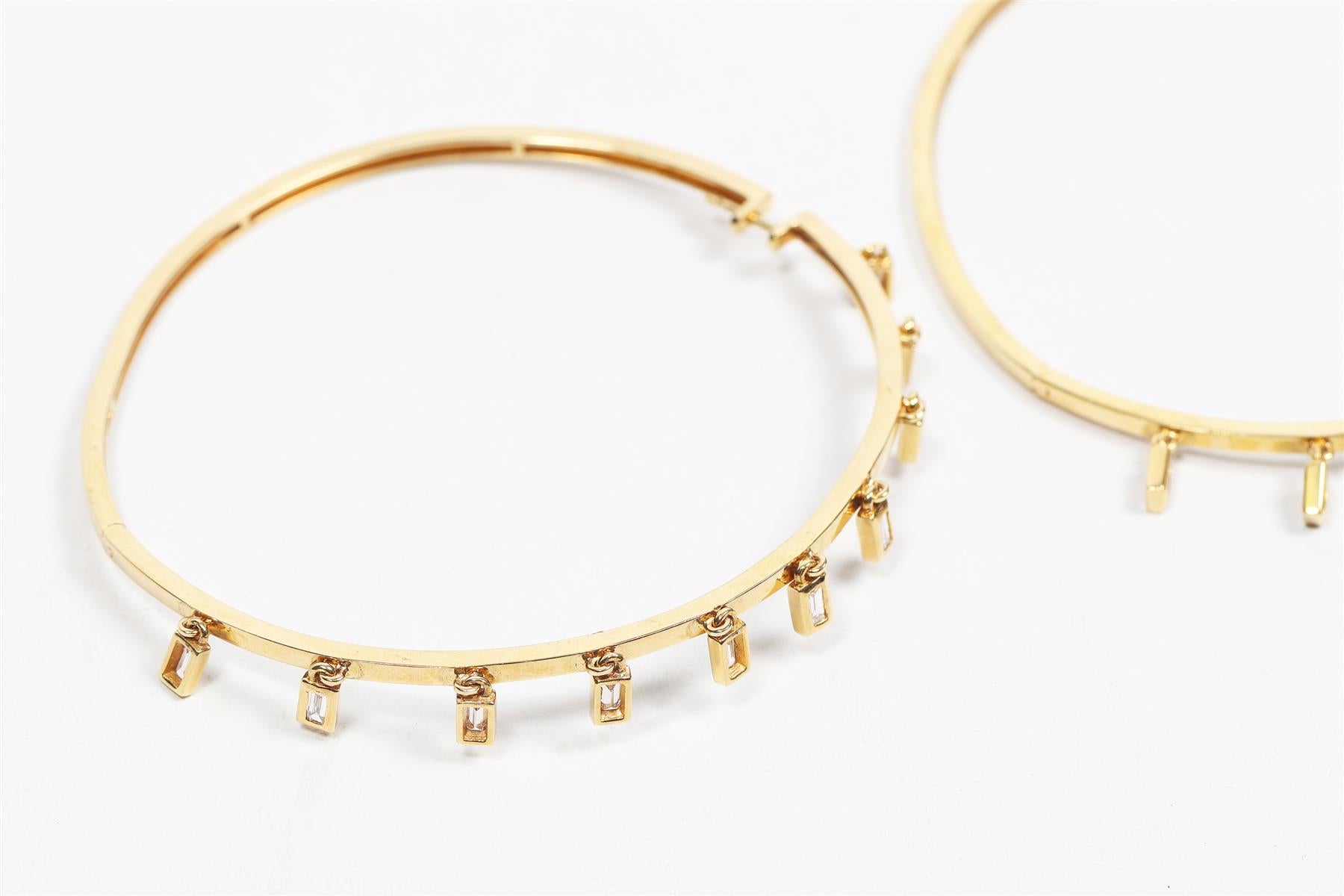 SHAY JEWELLERY 18K YELLOW GOLD AND BAGUETTE DIAMOND HOOP EARRINGS