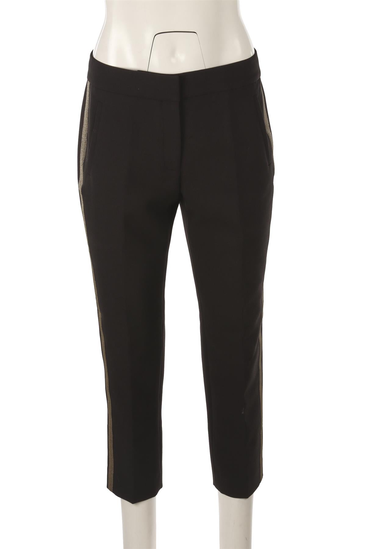 BLACK CREPE STRAIGHT LEG PANTS