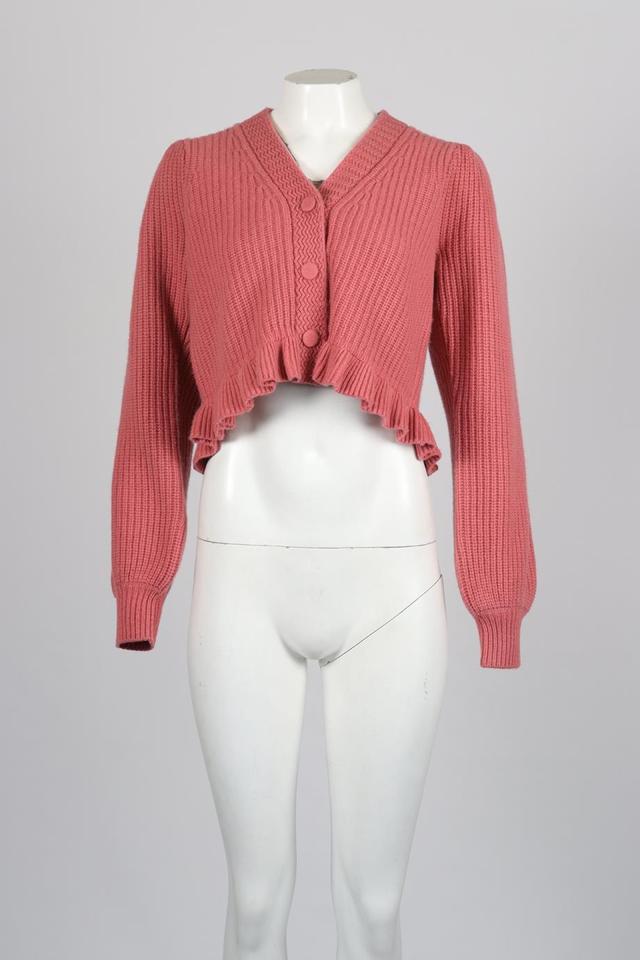 LOVESHACKFANCY RIBBED CASHMERE BLEND CARDIGAN SMALL