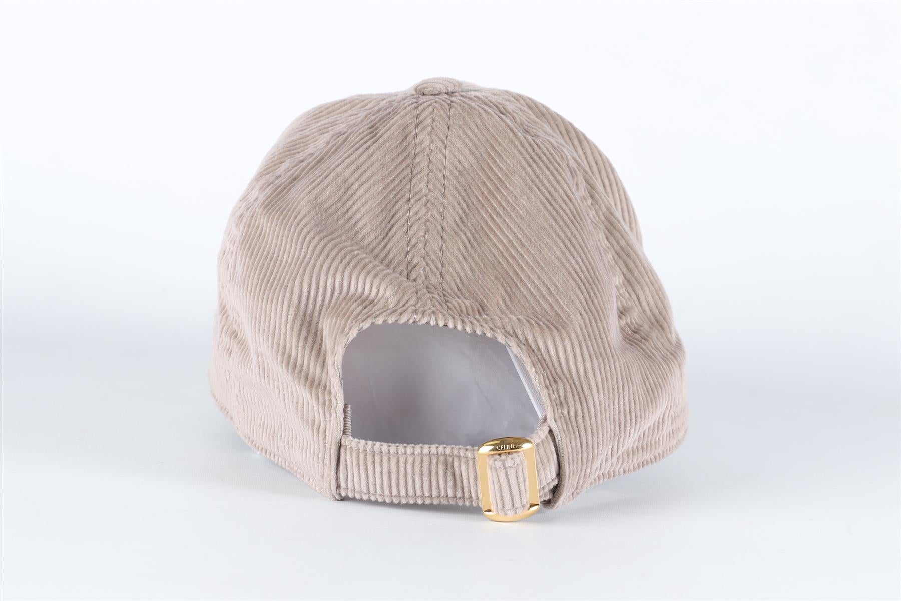 CELINE GREY TRIOMPHE CORDUROY BASEBALL CAP ONE SIZE