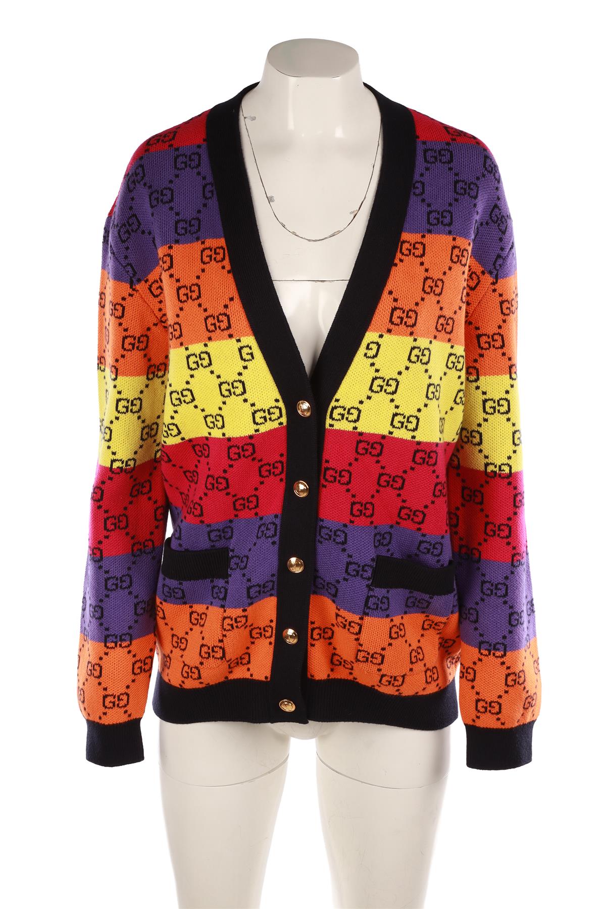 GUCCI MULTI GG COTTON CARDIGAN MEDIUM