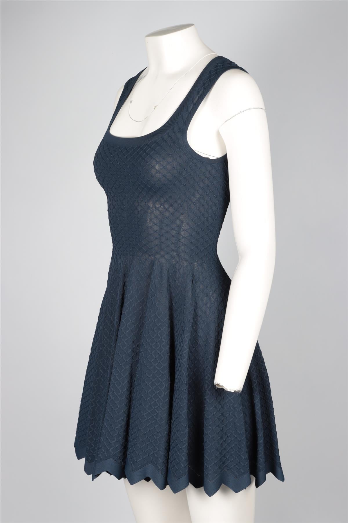 ALAÏA NAVY KNIT MINI DRESS FR 36 UK 8