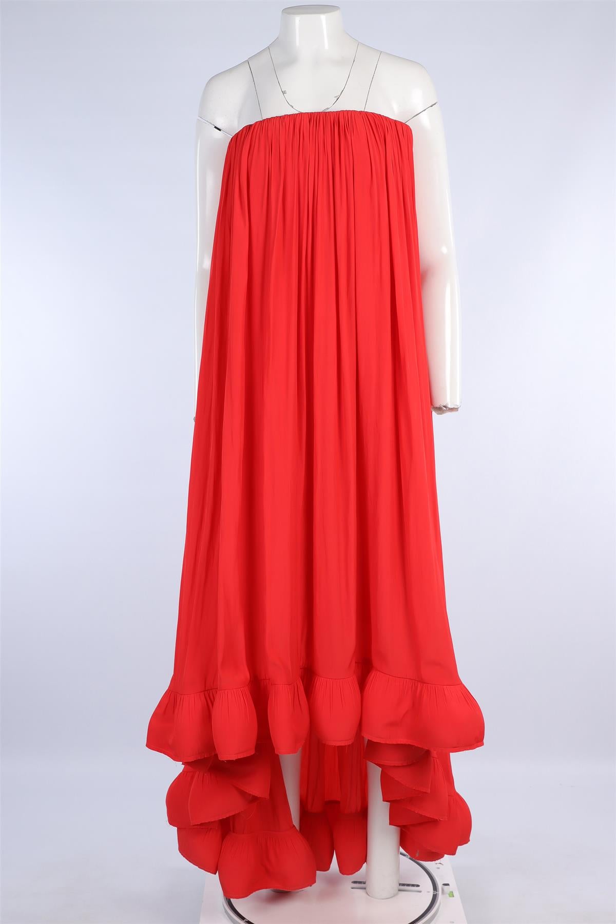 LANVIN RED SATIN MAXI DRESS FR 36 UK 8