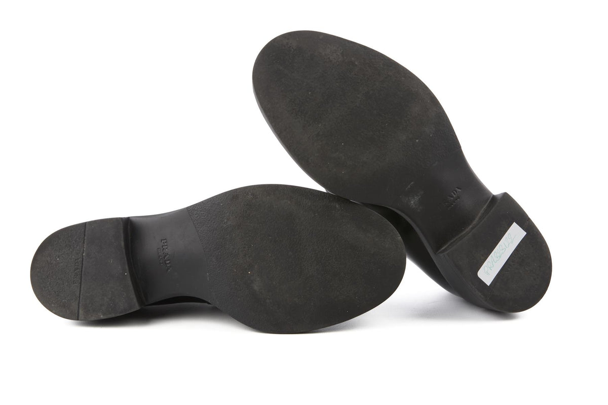 PRADA BLACK LEATHER LOAFERS EU 37.5 UK 4.5 US 7.5