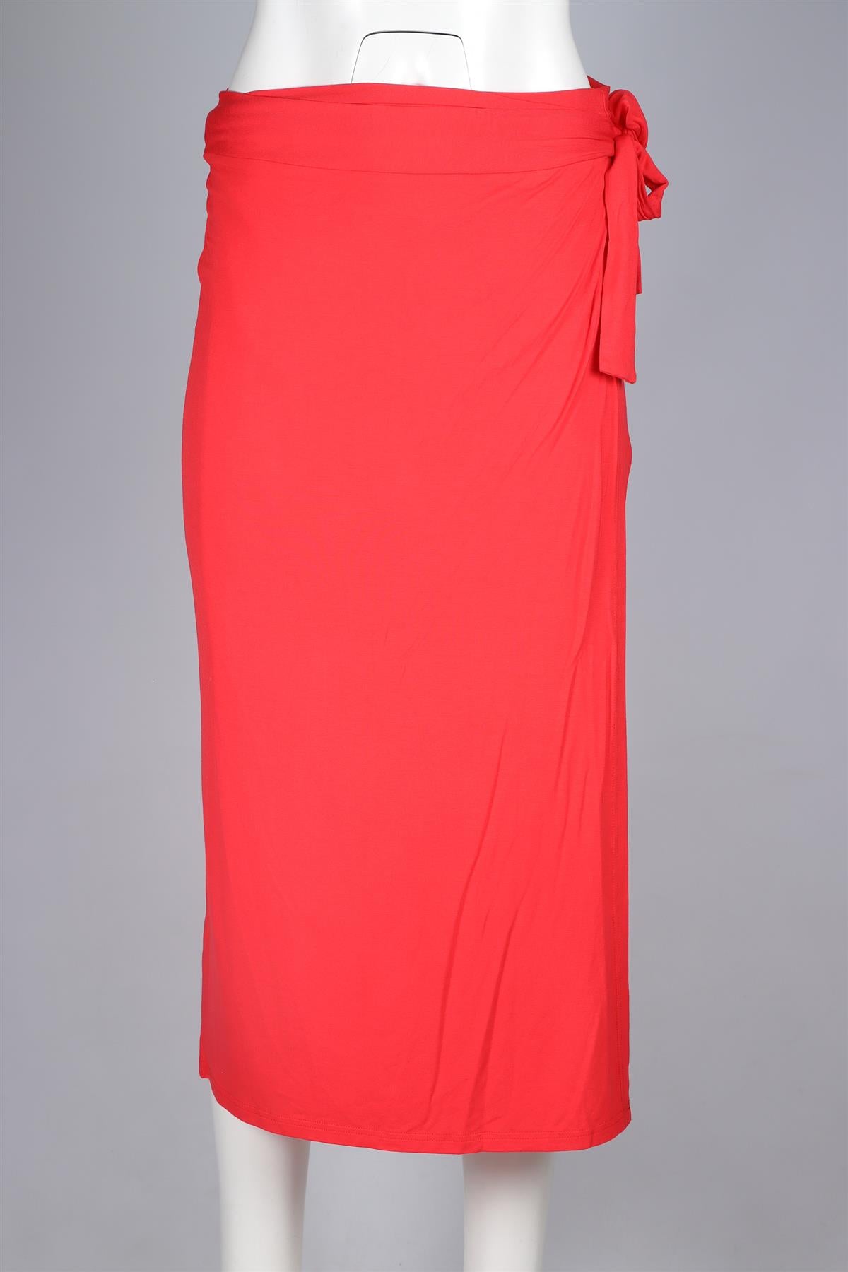 MELISSA ODABASH RED JERSEY MIDI SKIRT LARGE