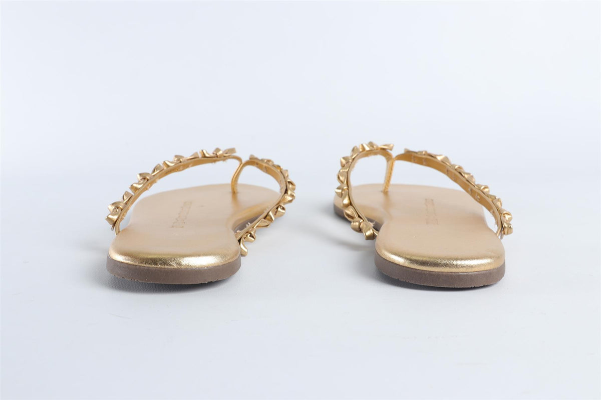 LOVESHACKFANCY + TKEES GOLD LEATHER FLIP FLOPS EU 36 UK 3 US 5