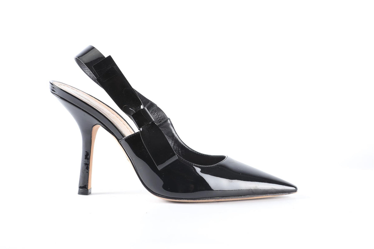 CHRISTIAN DIOR BLACK J'ADIOR LEATHER SLINGBACK PUMPS EU 39 UK 6 US 9