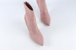 GIANVITO ROSSI PINK KNIT ANKLE BOOTS EU 38.5 UK 5.5 US 8.5