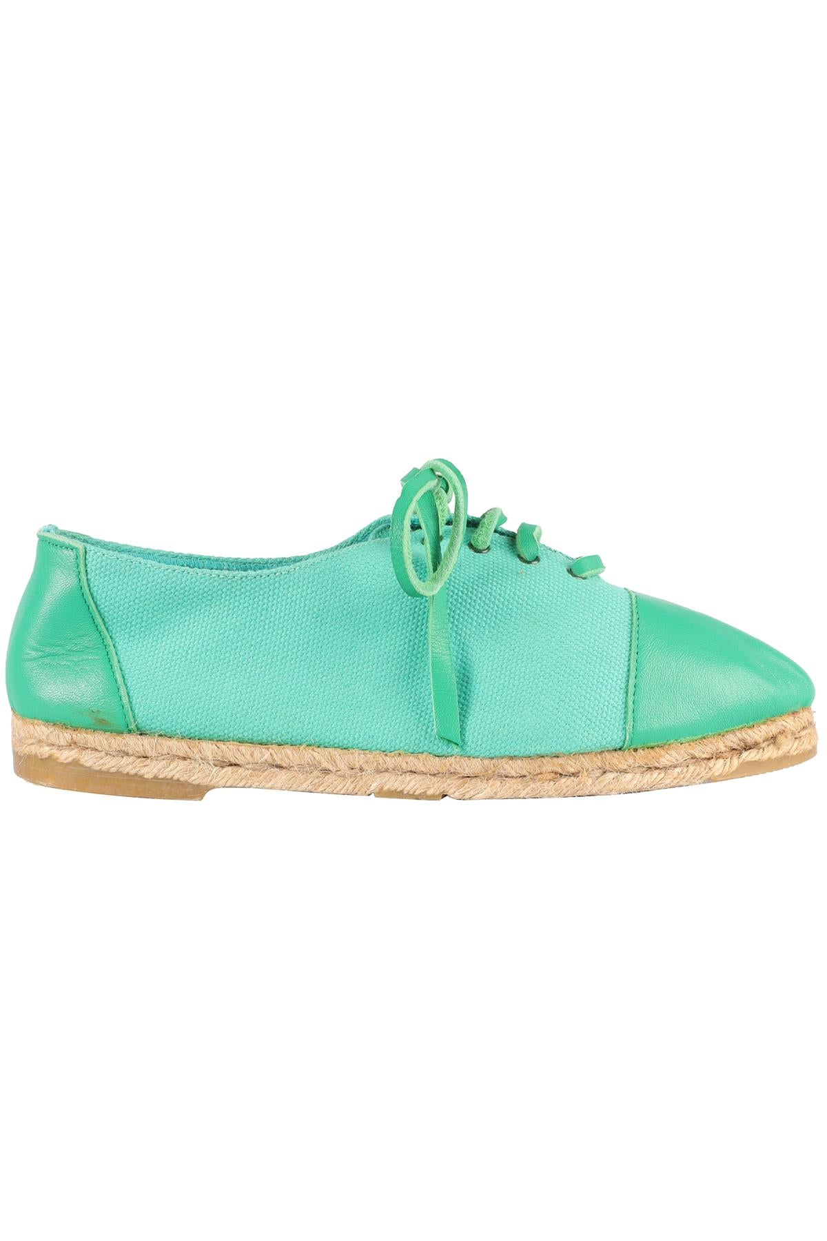 HERMÈS GREEN CANVAS ESPADRILLES EU 41, UK 8, US 11