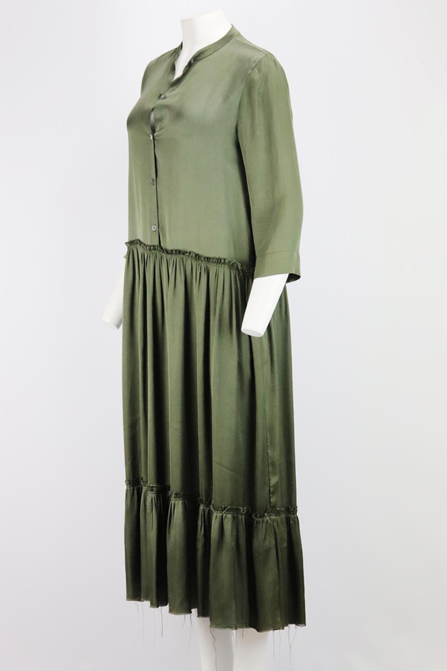 RAQUEL ALLEGRA TIERED SATIN MAXI DRESS UK 12