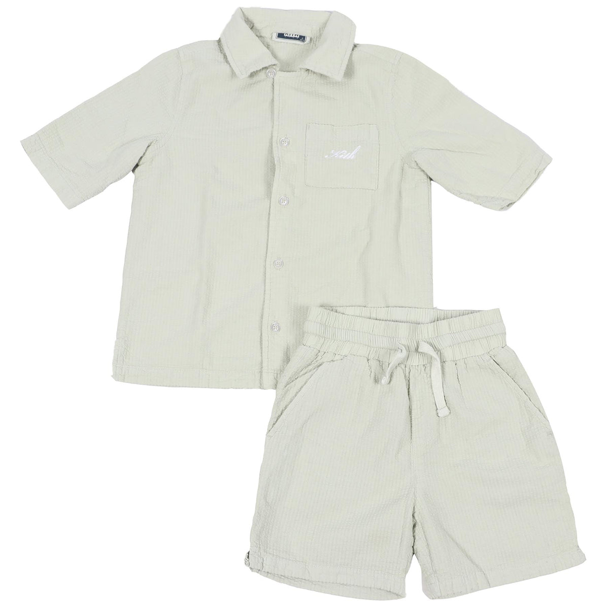 KITH GREEN KIDS BOYS COTTON SHIRT AND SHORTS SET 6-7 YEARS