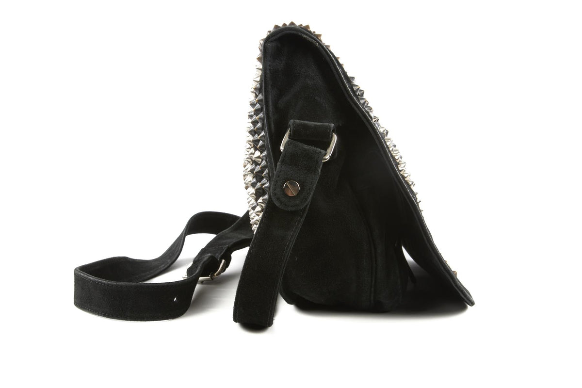 BALMAIN BLACK SUEDE SHOULDER BAG