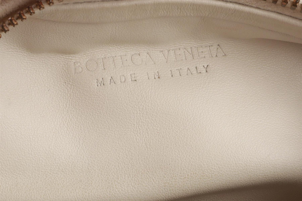 BOTTEGA VENETA ECRU JODIE MINI INTRECCIATO LEATHER TOTE BAG