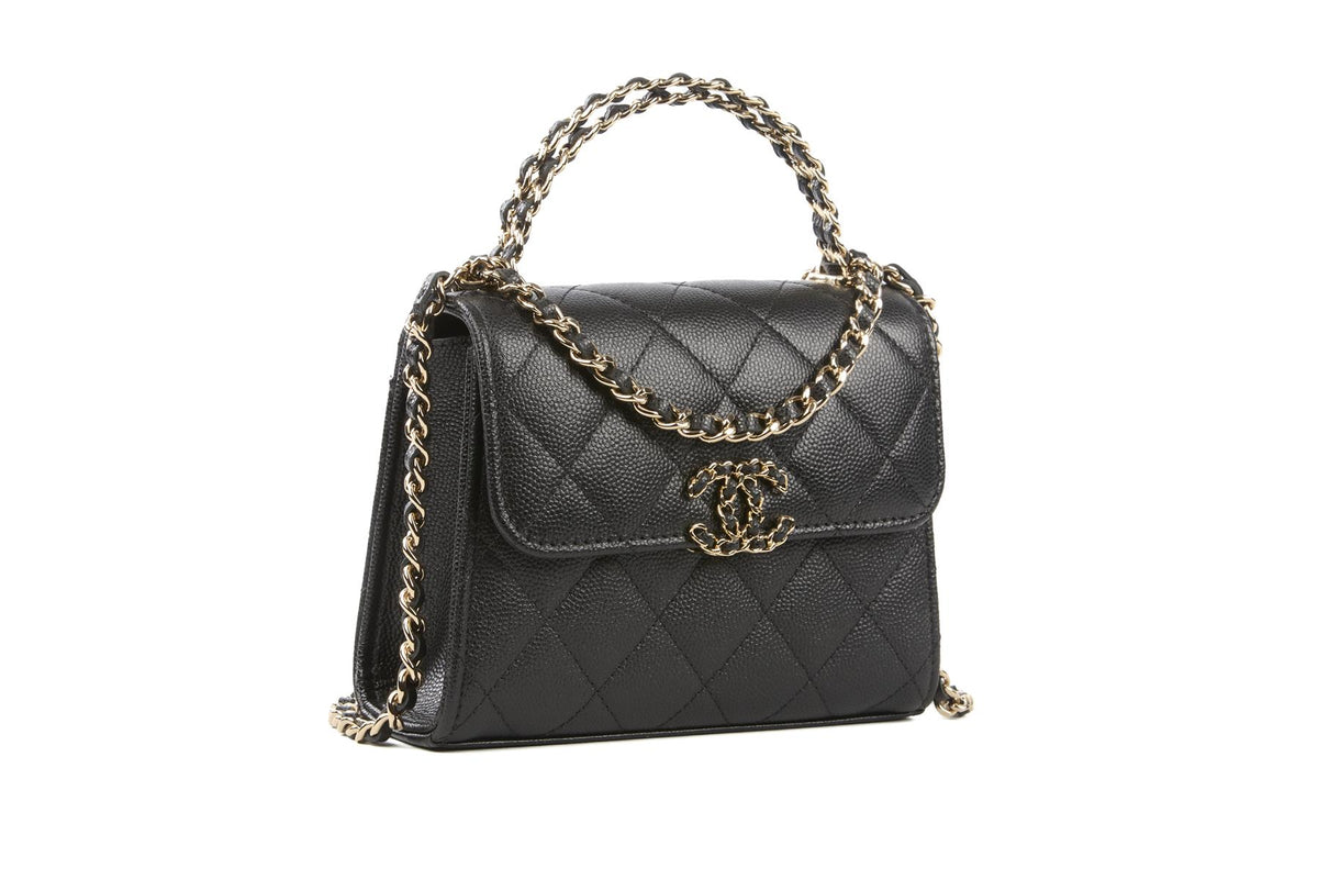 CHANEL BLACK 2023 MINI QUILTED CAVIAR LEATHER TOTE BAG
