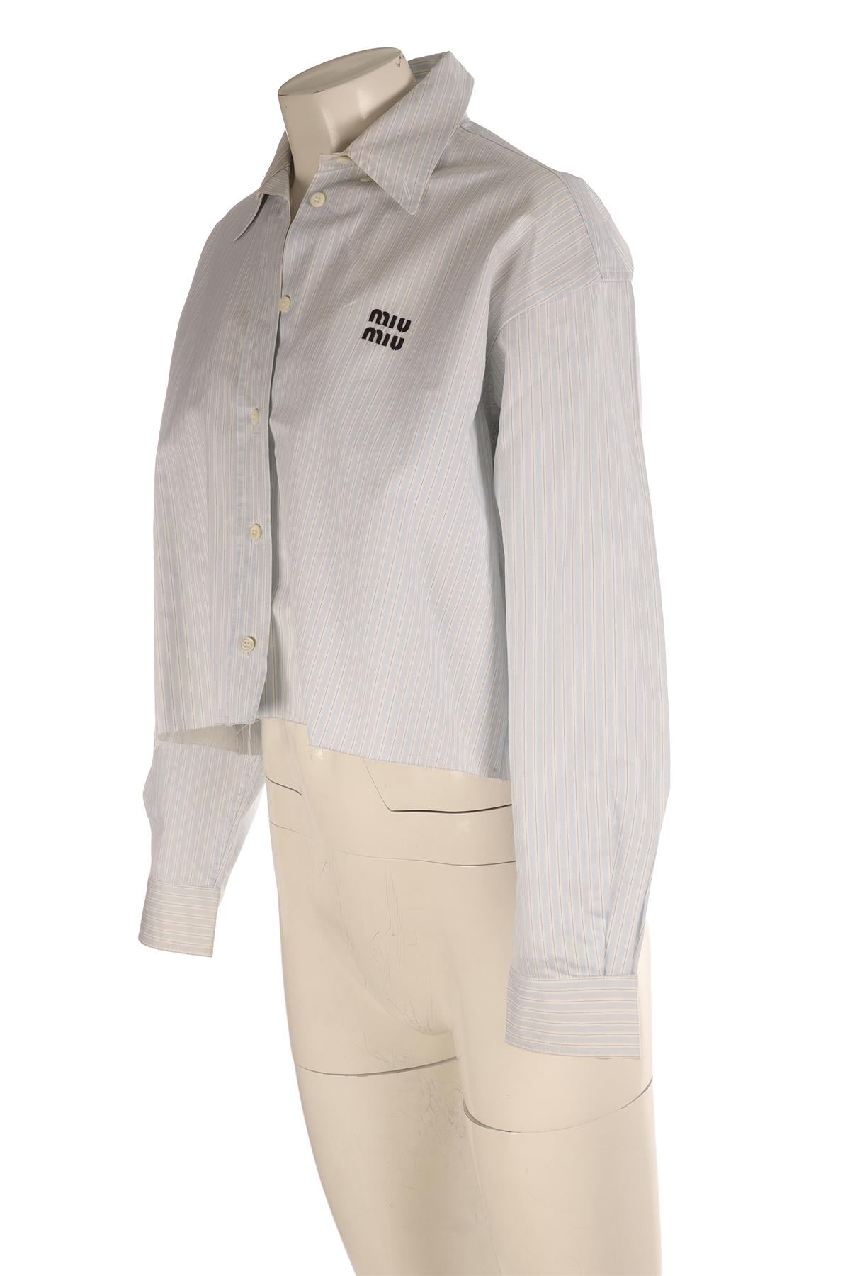 MIU MIU BLUE COTTON SHIRT IT 38 UK 6