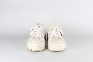 PRADA WHITE DOUBLE WHEEL NYLON PLATFORM SNEAKERS EU 38 UK 5 US 8