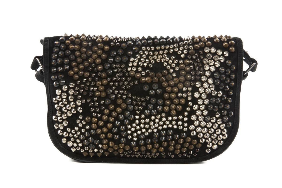 BALMAIN BLACK SUEDE SHOULDER BAG