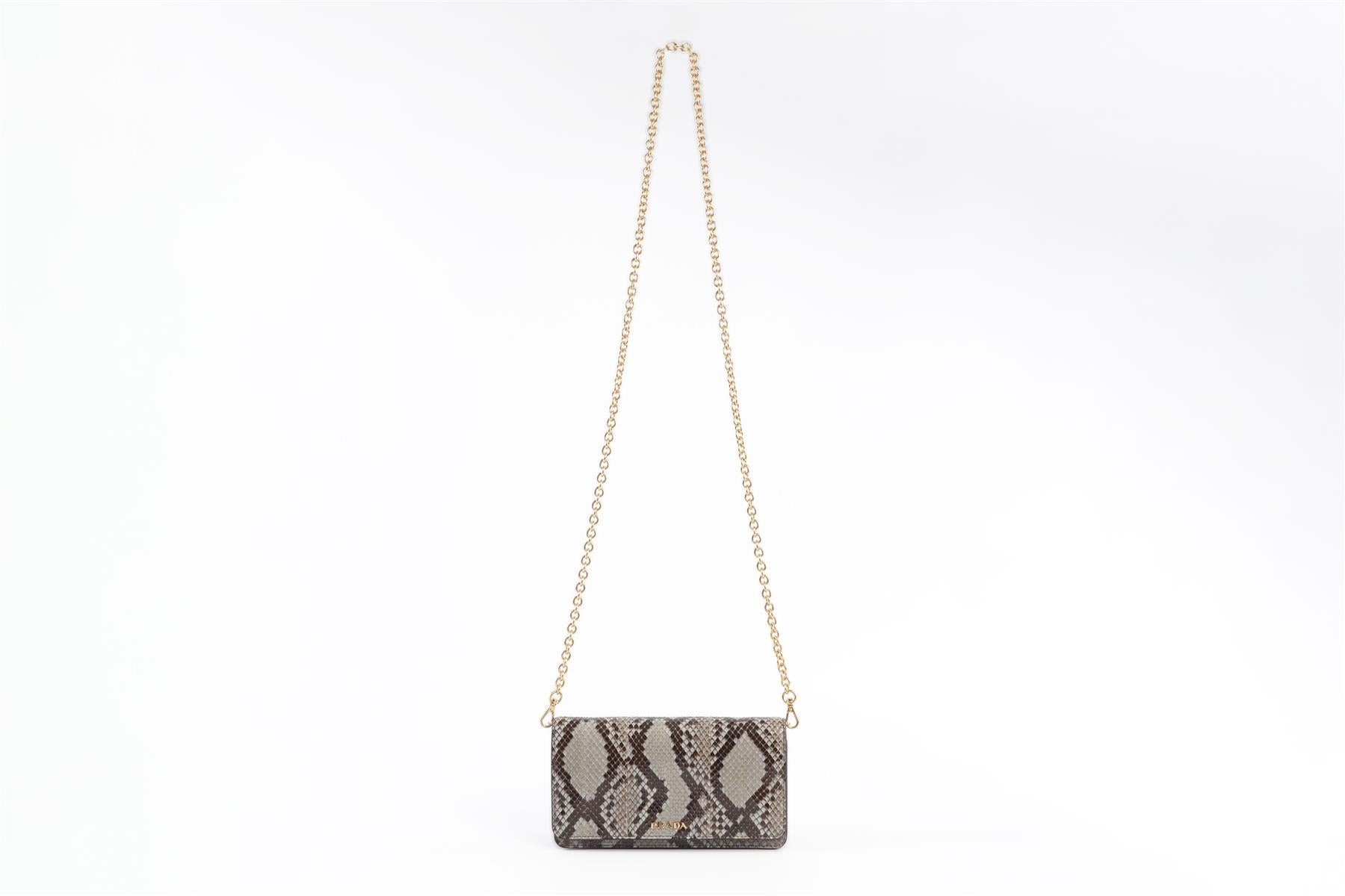 PRADA GREY PYTHON SHOULDER BAG