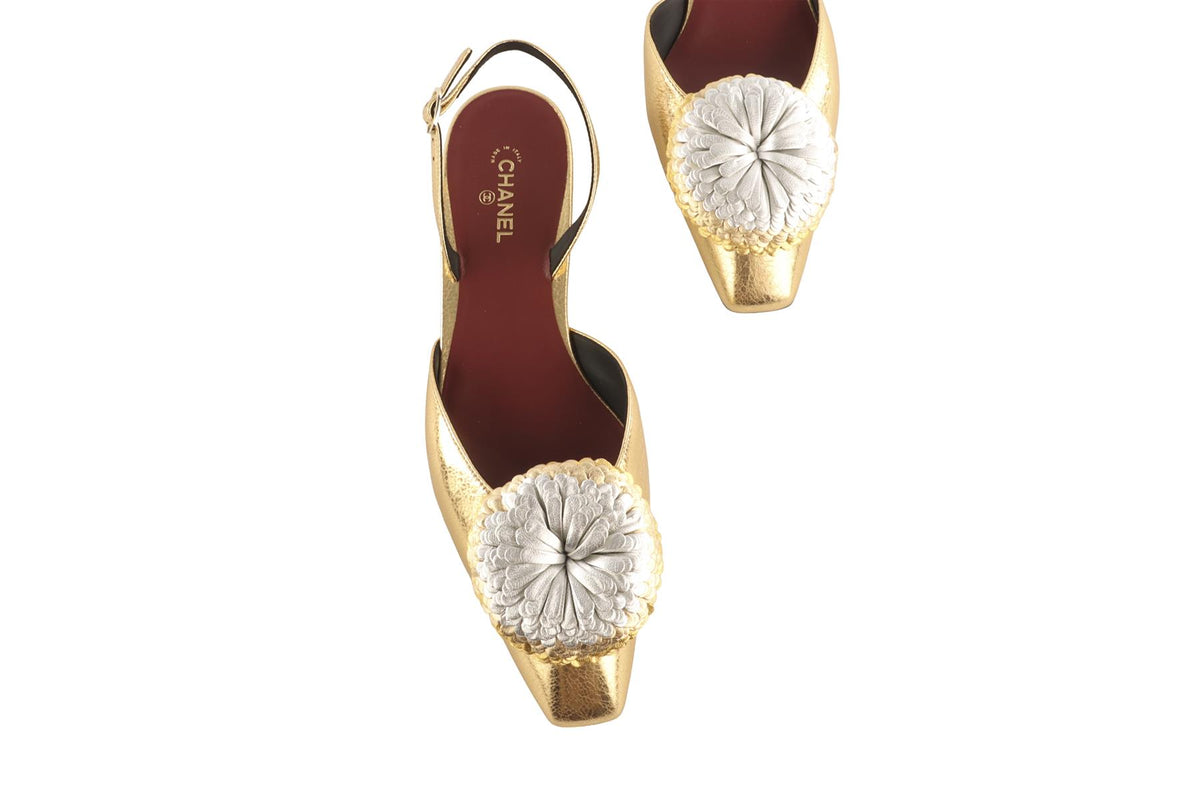 CHANEL GOLD 2026 LEATHER BALLET FLATS EU 41 UK 8 US 11