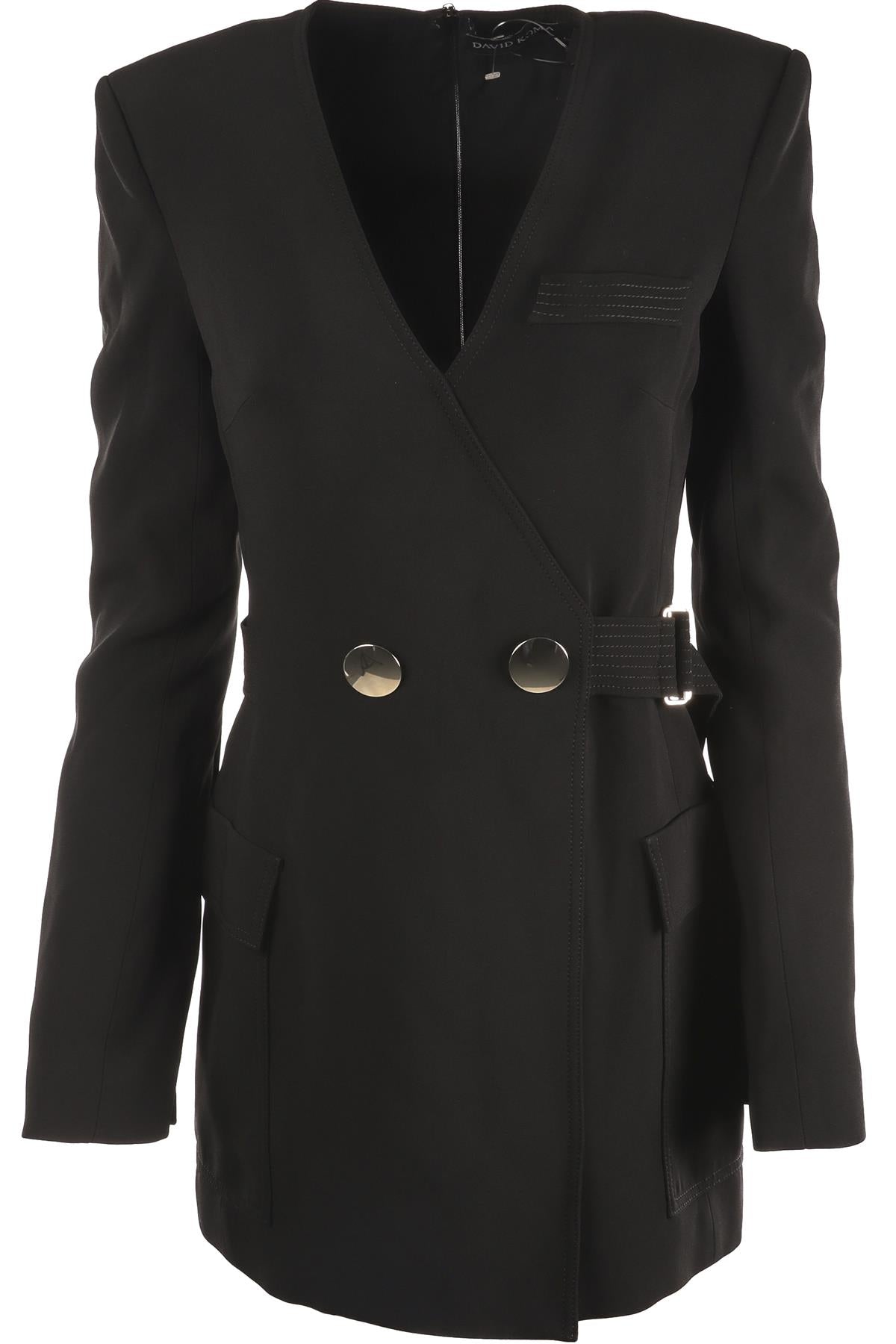 DAVID KOMA BLACK CREPE MINI DRESS UK 10