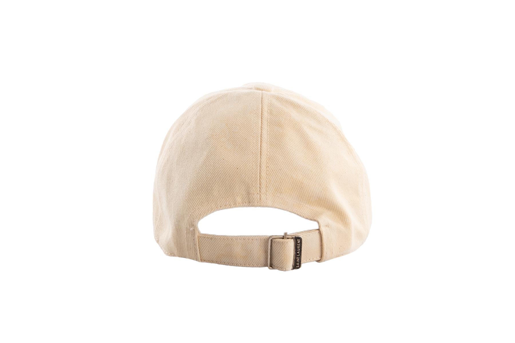 SAINT LAURENT CREAM COTTON BASEBELL CAP 57 CM