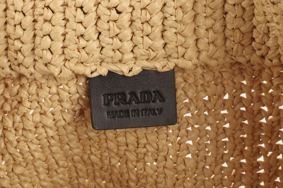PRADA BEIGE LARGE RAFFIA TOTE BAG