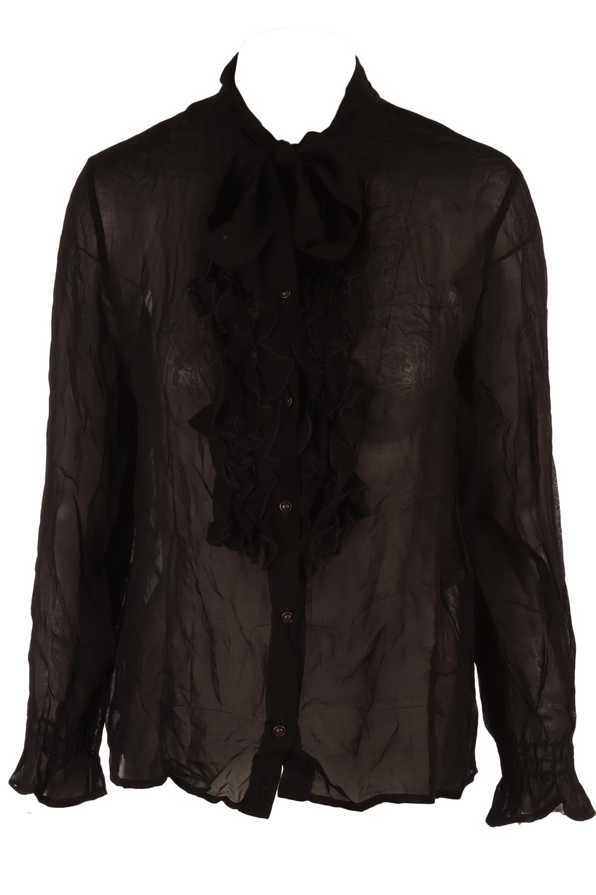JUST CAVALLI BLACK CREPE SHIRT IT 42 UK 10