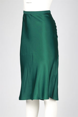 ANNIE BING GREEN SILK MIDI SKIRT XLARGE