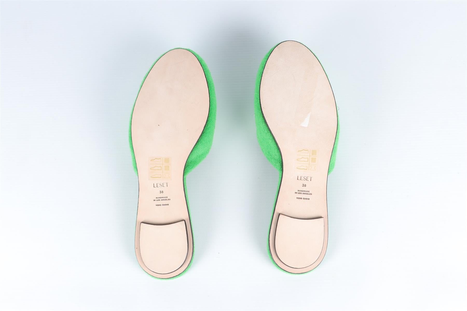 LESET GREEN FELT SLIPPERS EU 38 UK 5 US 8