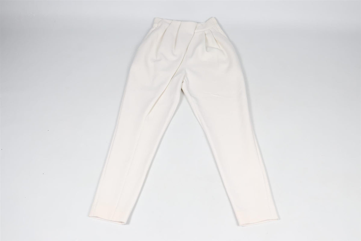 PROENZA SCHOULER CREAM WOOL AND COTTON BLEND TAPERED PANTS US 2 UK 6