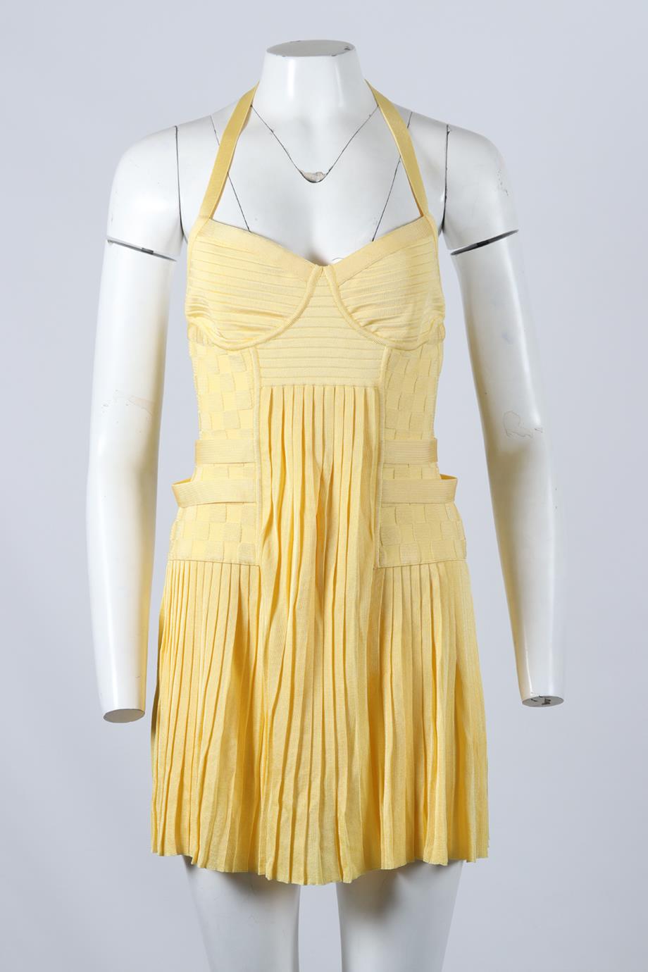 BALMAIN PLEATED KNIT MINI DRESS FR 40 UK 12