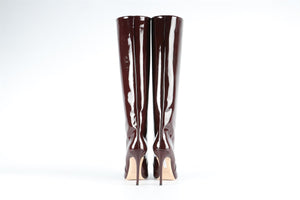 PARIS TEXAS BURGUNDY PATENT LEATHER KNEE HIGH BOOTS EU 38.5 UK 5.5 US 8.5