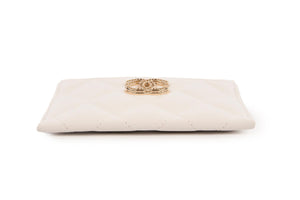 CHANEL WHITE 2025 CC QUILTED LEATHER CARD HOLDER