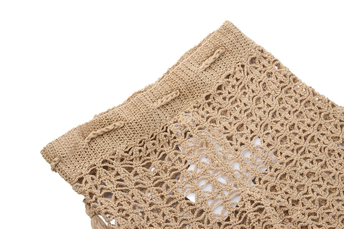 Beige Crochet Flared Pant
