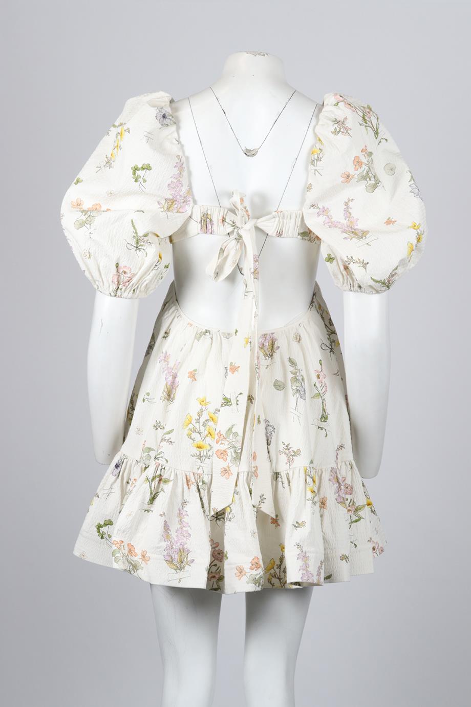 ZIMMERMANN FLORAL PRINT COTTON BLEND MINI DRESS UK 12
