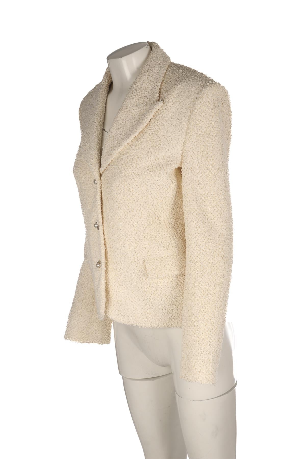 MAGDA BUTRYM CREAM TWEED BLAZER FR 36 UK 8