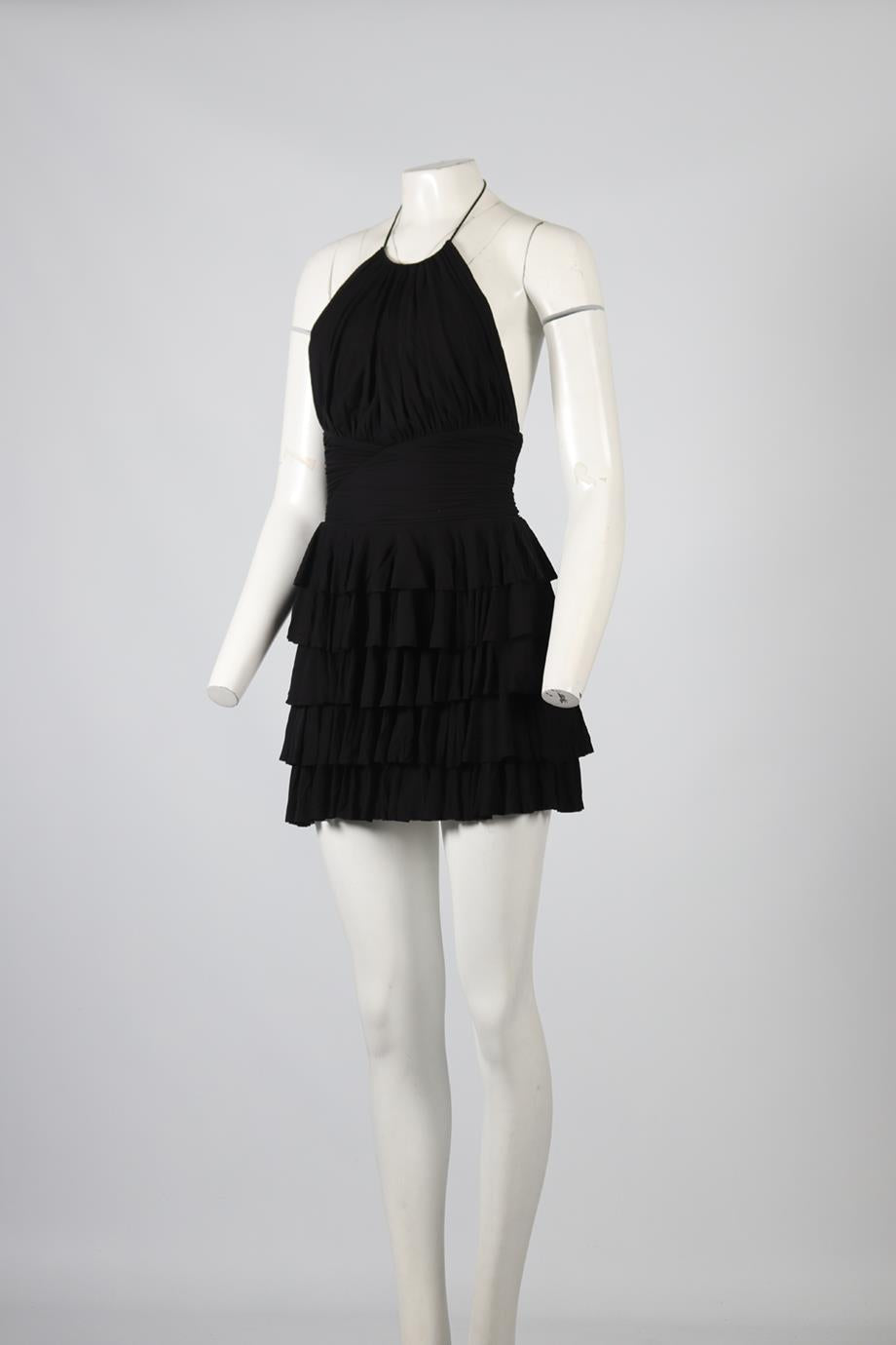 BALMAIN RUFFLED JERSEY MINI DRESS FR 34 UK 6
