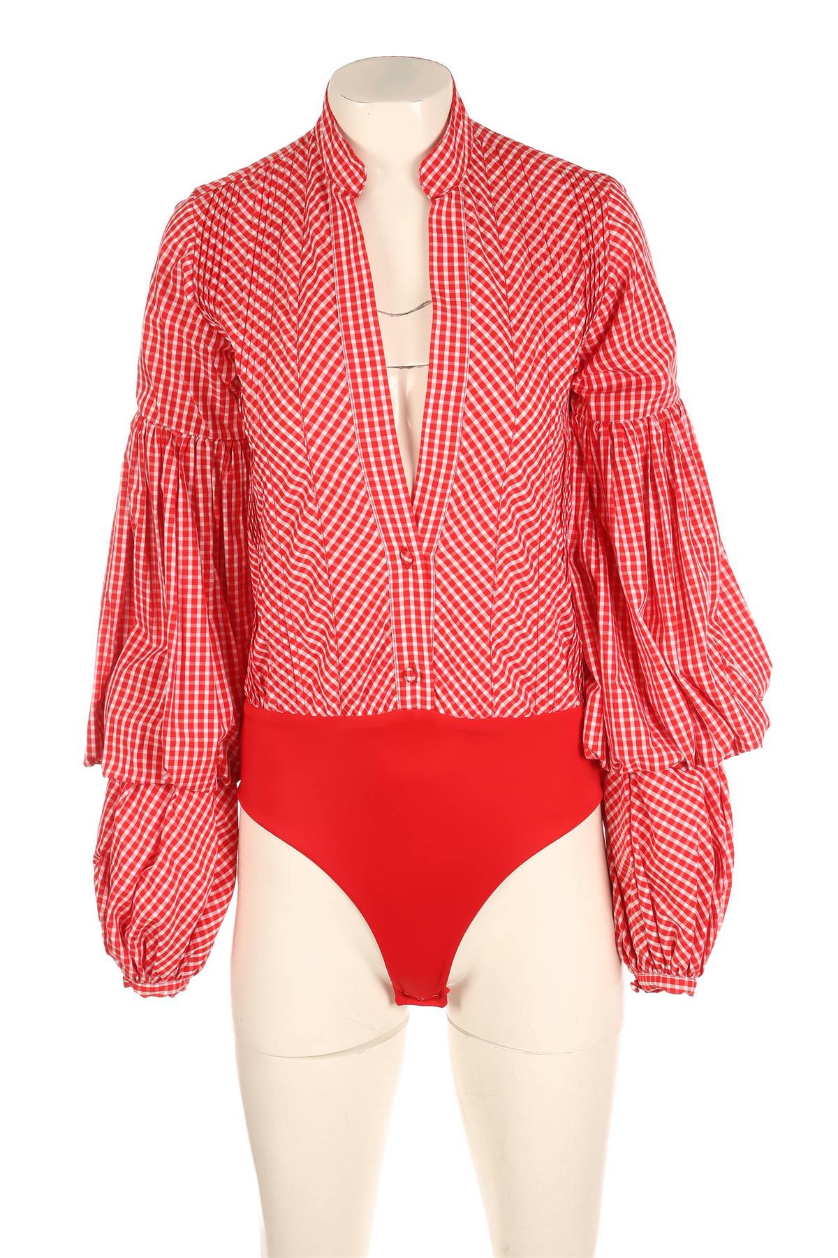 JOHANNA ORTIZ RED COTTON BODYSUIT US 0 UK 4