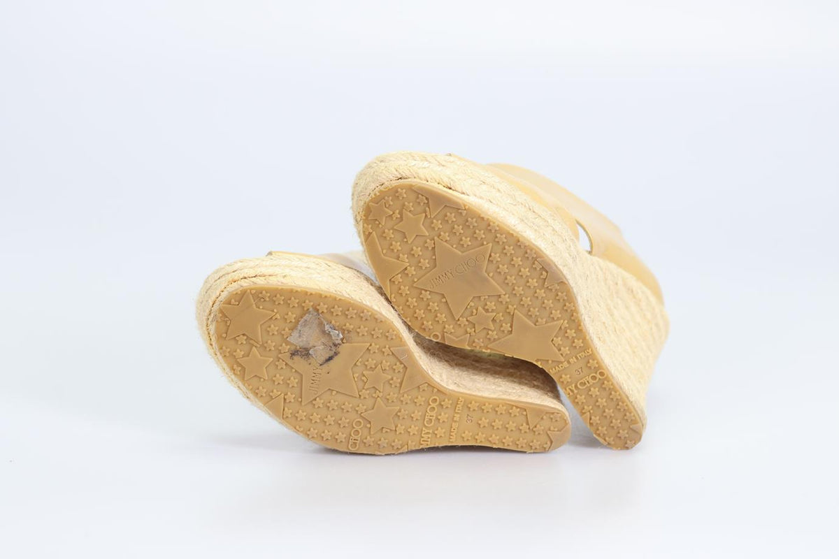 JIMMY CHOO PATENT LEATHER WEDGES ESPADRILLES EU 37 UK 4 US 7