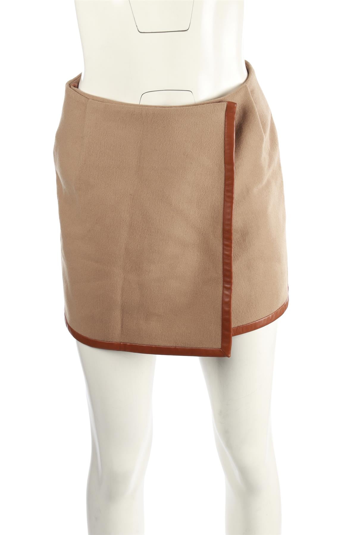 CELINE TAN VINTAGE WOOL MINI SKIRT FR 36 UK 8