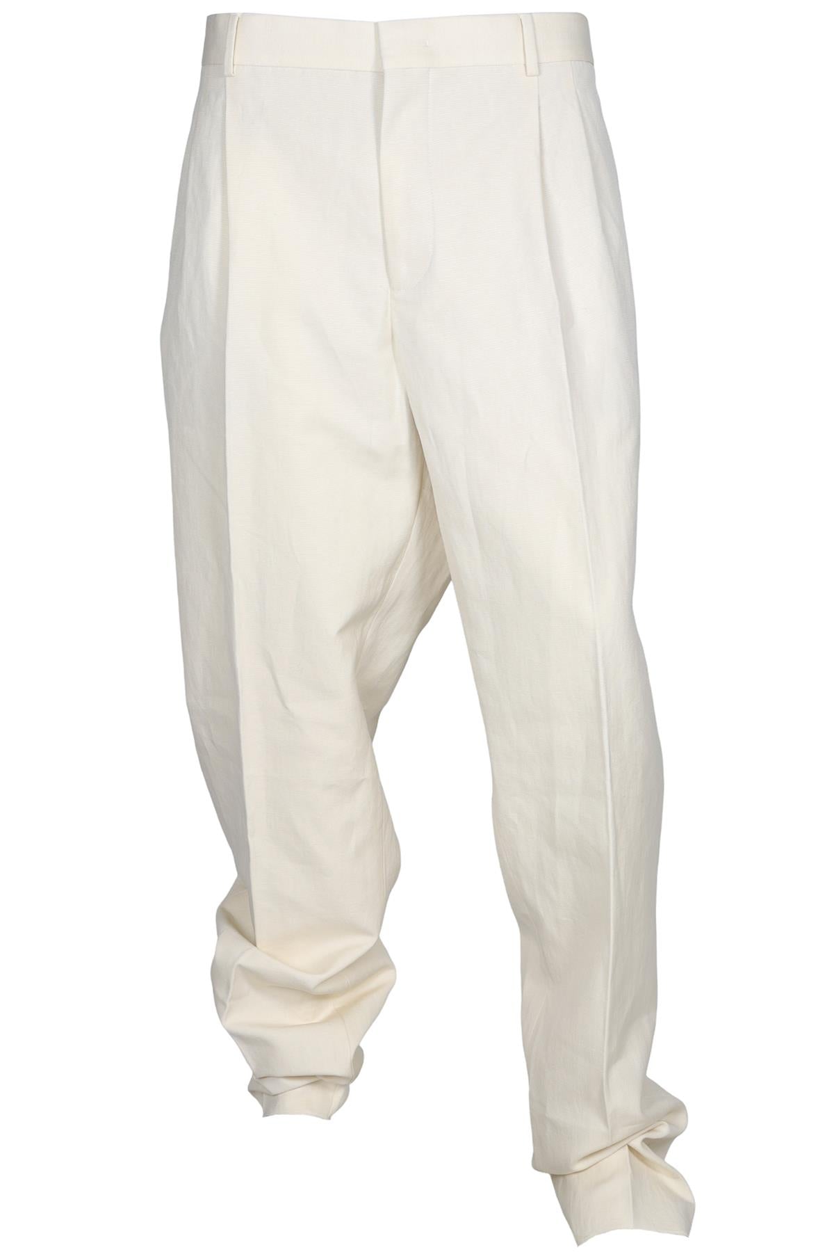 LORO PIANA YELLOW MEN'S COTTON STRAIGHT LEG TROUSERS IT 60 UK/US 42