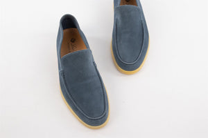 LORO PIANA BLUE MEN'S SUMMER WALK SUEDE LOAFERS EU 42 UK 8 US 9