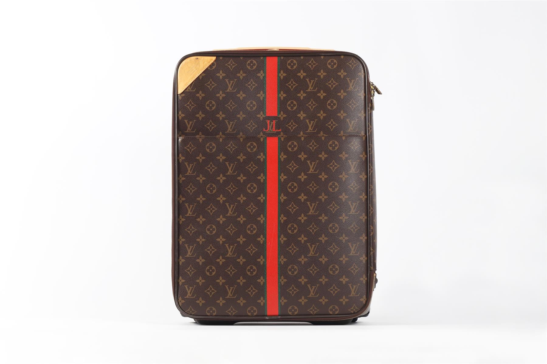 LOUIS VUITTON BROWN 2010 PEGASE 55 COATED CANVAS SUITCASE