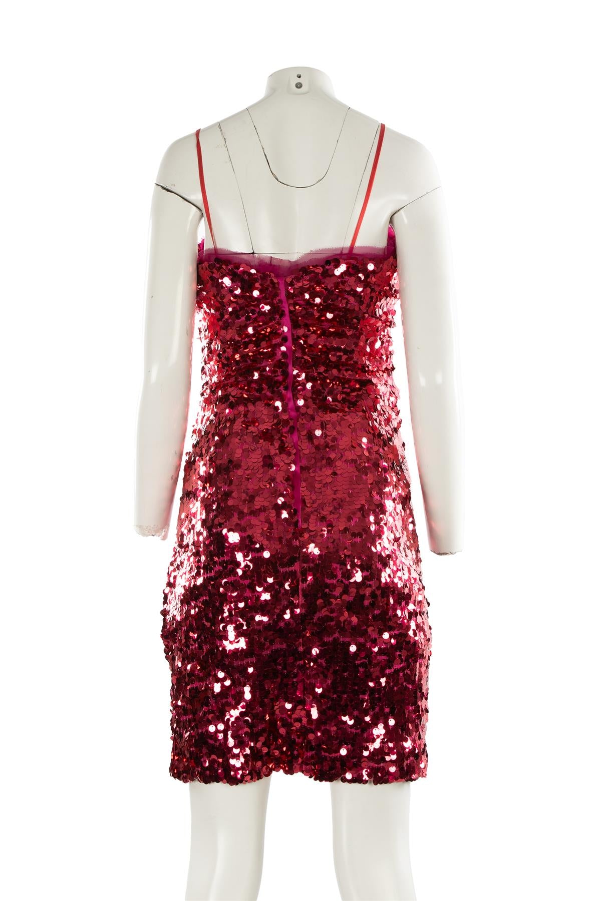 DOLCE & GABBANA PINK SEQUIN MINI DRESS IT 46 UK 14