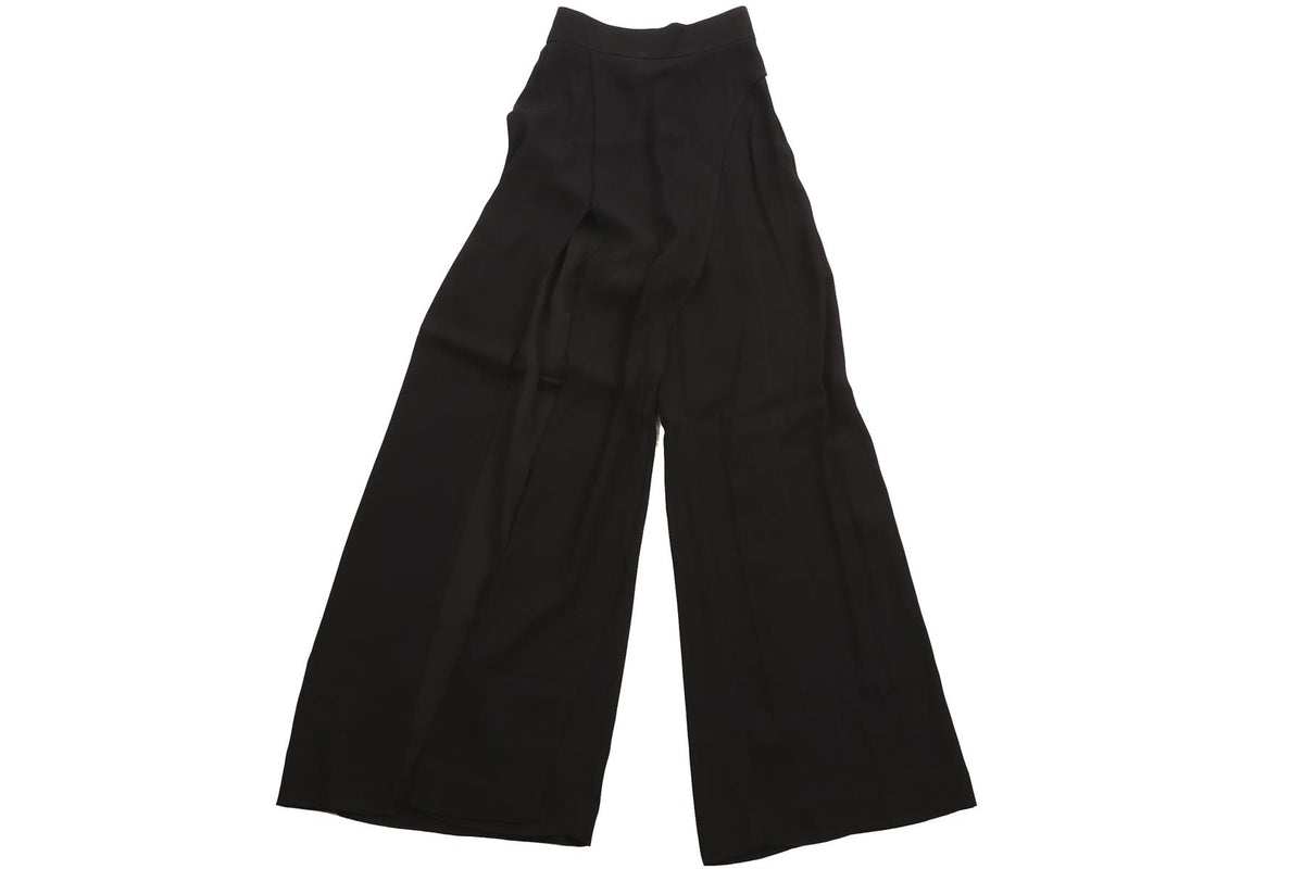BALMAIN BLACK CREPE WIDE LEG PANTS FR 36 UK 8