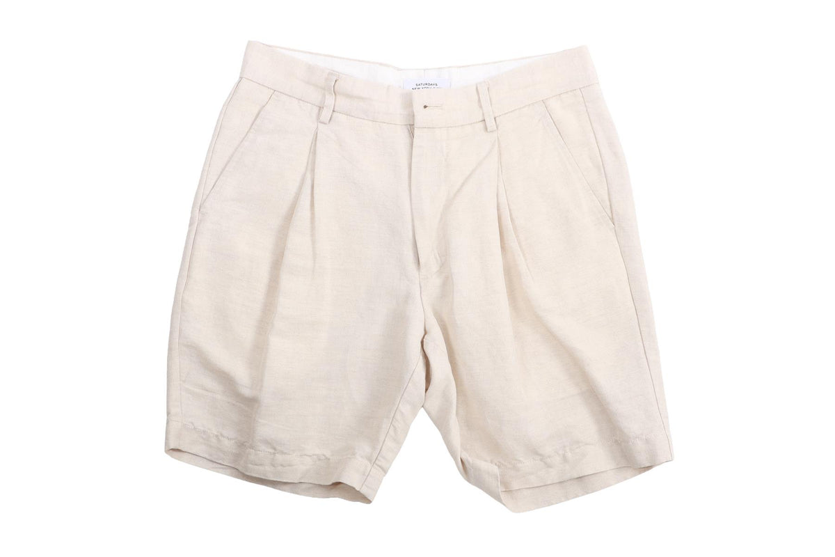 SATURDAYS NEW YORK CITY ECRU MENS LINEN SHORTS UK 30 FR 38 IT 46