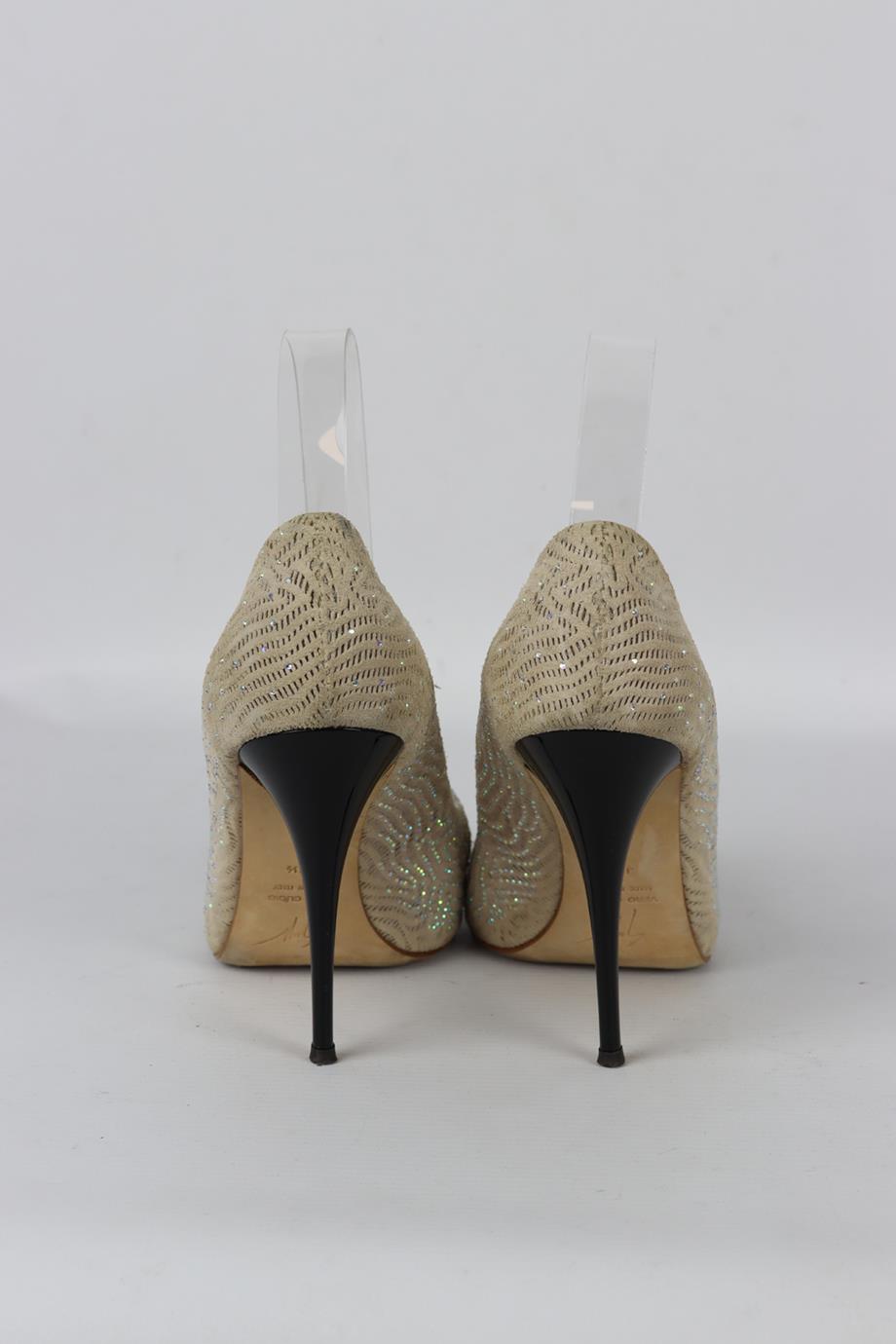 GIUSEPPE ZANOTTI CRYSTAL EMBELLISHED SUEDE PUMPS EU 37.5 UK 4.5 US 7.5