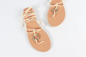 ANCIENT GREEK SANDALS BEIGE LEATHER SANDALS