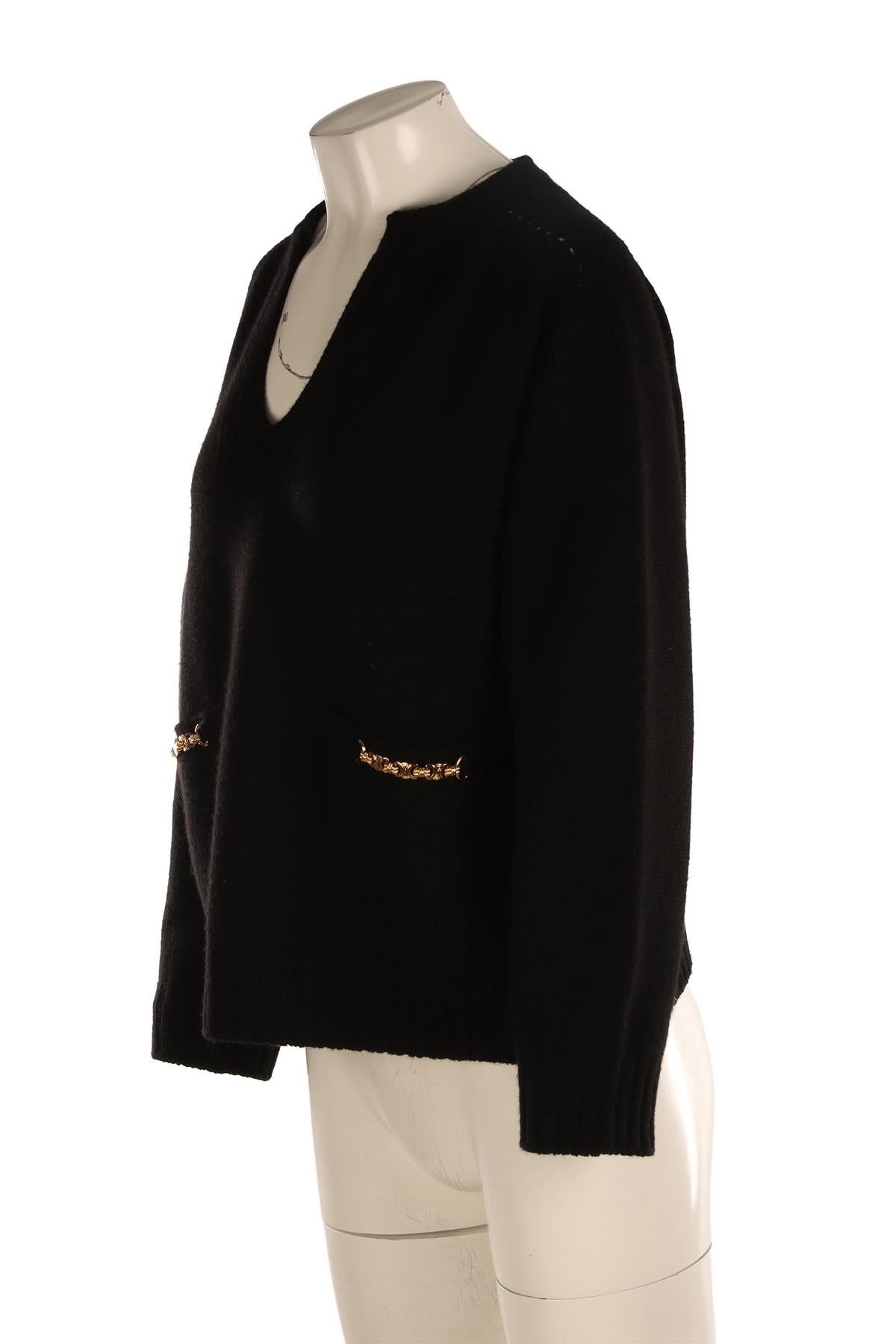 CELINE BLACK TRIOMPHE CASHMERE SWEATER MEDIUM